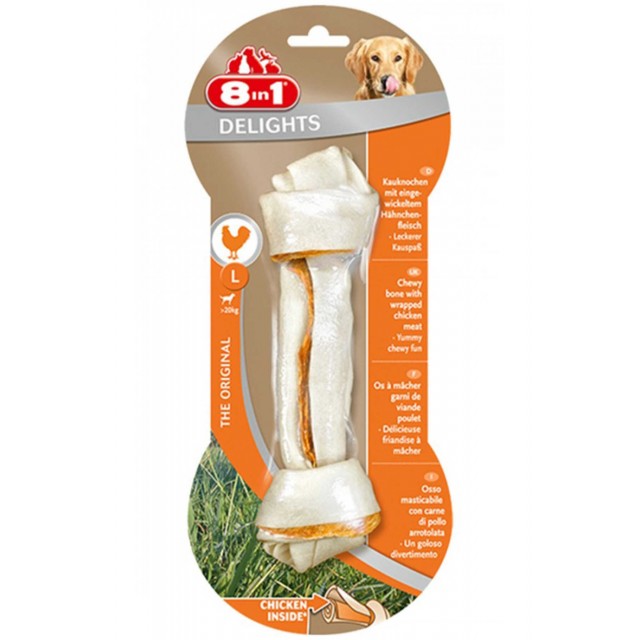 8in1 Delights Bones Köpekler için Tavuklu Köpek Ödül Kemiği (L) 85gr