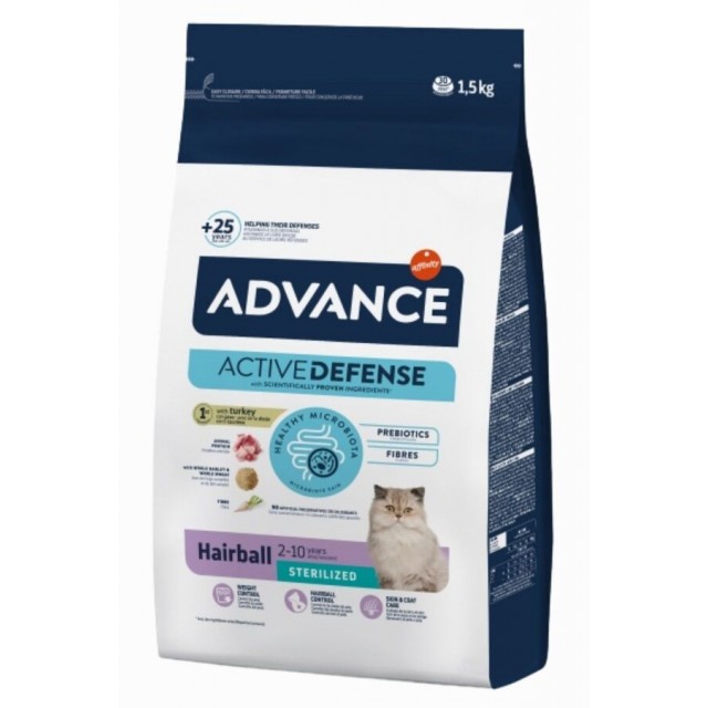 Advance Hairball Hindili Tüy Yumağı Önleyici Kısırlaştırılmış Kedi Maması 1,5kg