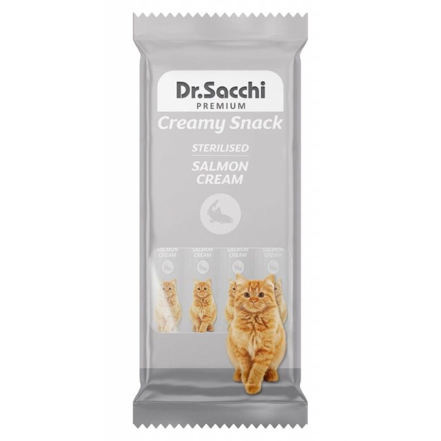 Dr.Sacchi Creamy Somonlu Kısırlaştırılmış Kediler İçin Sıvı Kedi Ödülü 4lü