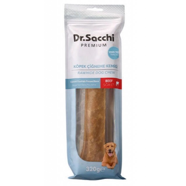 Dr.Sacchi Premium Sığır Etli Doğal Sığır Derisi Press Kemik Tahılsız Köpek Ödülü 12'' 1'li 320gr