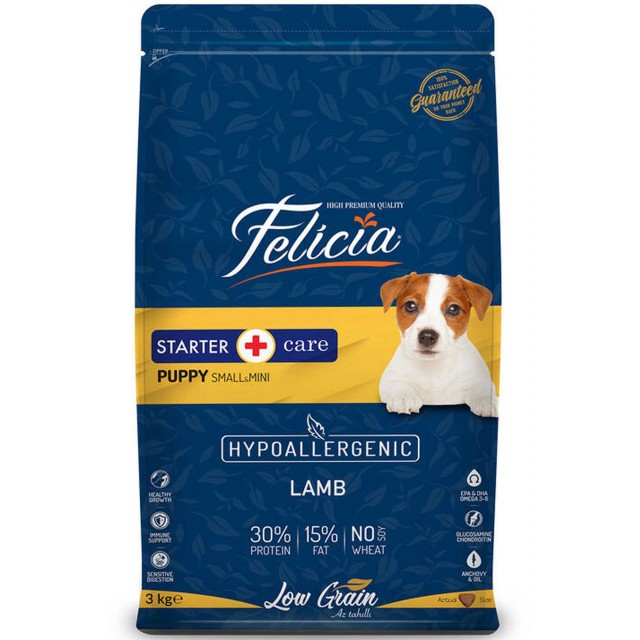 Felicia Düşük Tahıllı Hipoalerjenik Kuzu Etli Küçük ve Orta Irk Yavru Köpek Maması 3kg