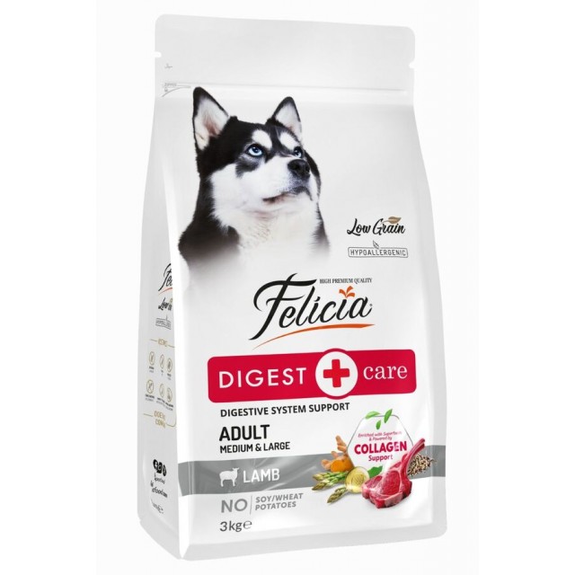 Felicia Düşük Tahıllı Hipoalerjenik Kuzu Etli Orta ve Büyük Irk Yetişkin Köpek Maması 3kg