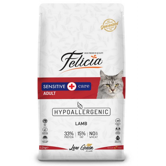 Felicia Düşük Tahıllı Hipoalerjenik Kuzu Etli Yetişkin Kedi Maması 12kg