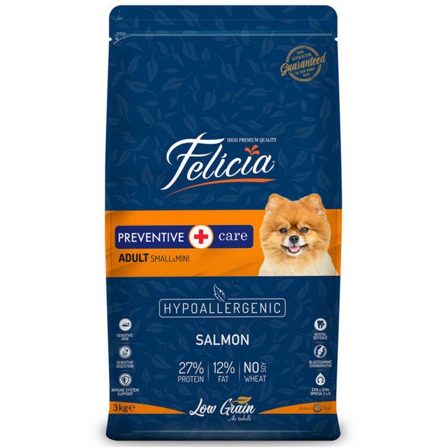 Felicia Düşük Tahıllı Hipoalerjenik Somonlu Küçük Irk Yetişkin Köpek Maması 3kg
