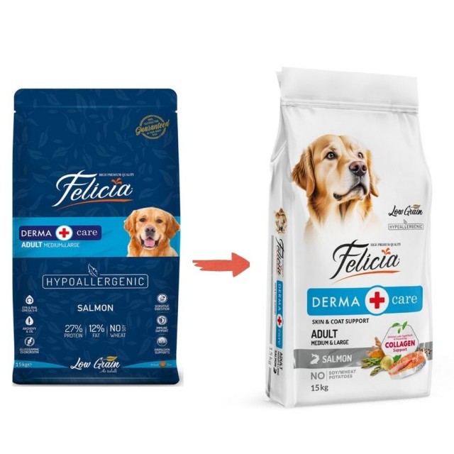 Felicia Düşük Tahıllı Hipoalerjenik Somonlu Orta ve Büyük Irk Yetişkin Köpek Maması 15kg