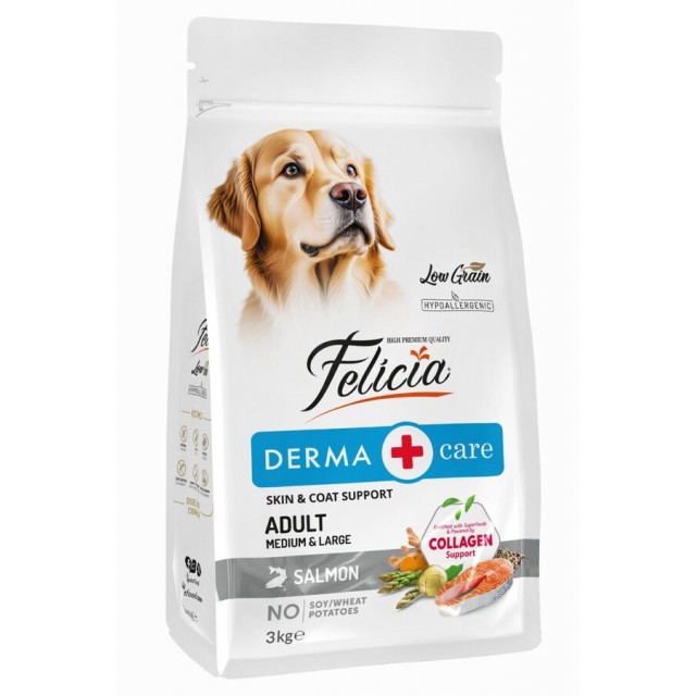 Felicia Düşük Tahıllı Hipoalerjenik Somonlu Orta ve Büyük Irk Yetişkin Köpek Maması 3kg
