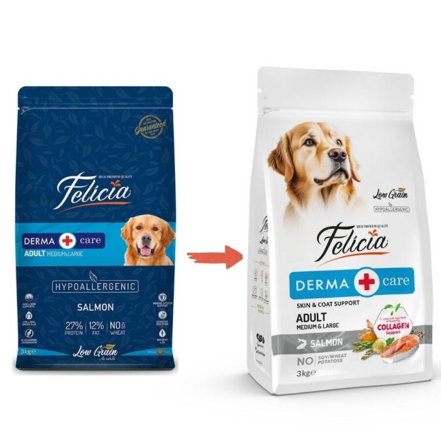 Felicia Düşük Tahıllı Hipoalerjenik Somonlu Orta ve Büyük Irk Yetişkin Köpek Maması 3kg