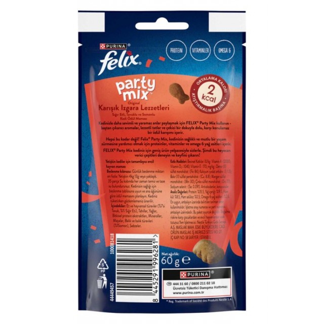 Felix Party Mix Original Karışık Izgara Lezzetleri Kedi Ödül Maması 60gr