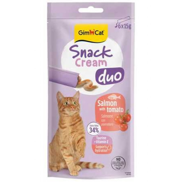 Gimcat Snack Cream Duo Somonlu ve Domatesli Krema Kedi Ödülü 6x15gr