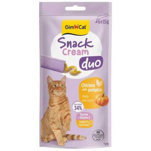 Gimcat Snack Cream Duo Tavuklu ve Balkabaklı Krema Kedi Ödülü 6x15gr