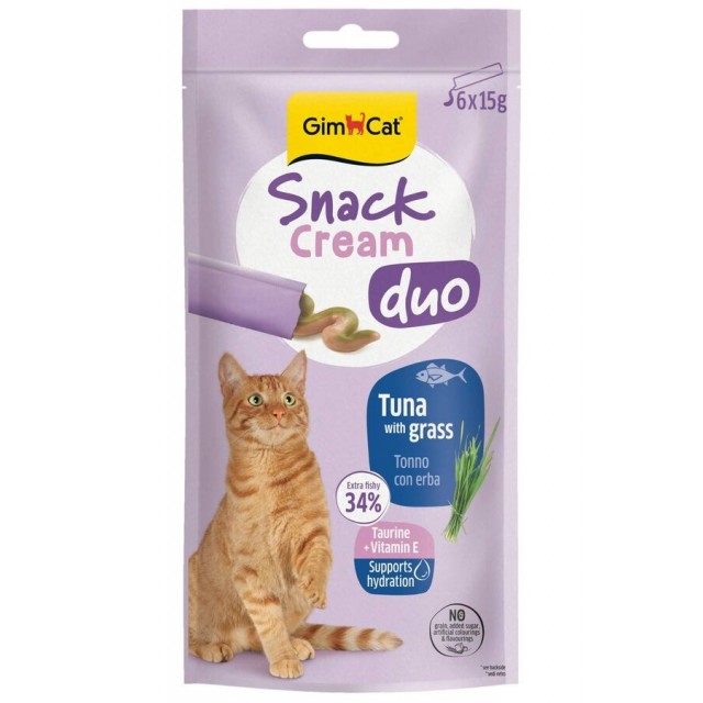 Gimcat Snack Cream Duo Ton Balıklı ve Kedi Otlu Krema Kedi Ödülü 6x15gr