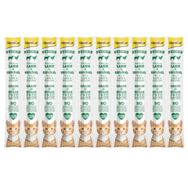 GimCat Sticks Kuzu ve Tavuk Etli Ödül Çubuğu 10x5gr