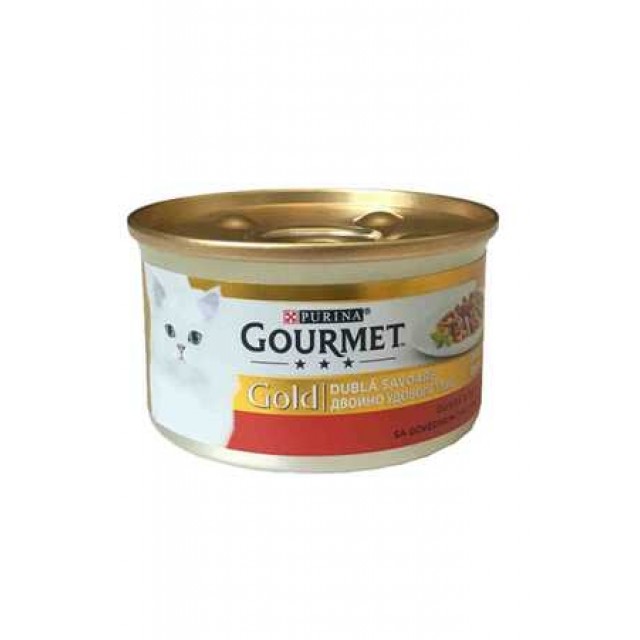 Gourmet Gold Sığır Etli ve Tavuklu Yetişkin Kedi Konservesi 85gr