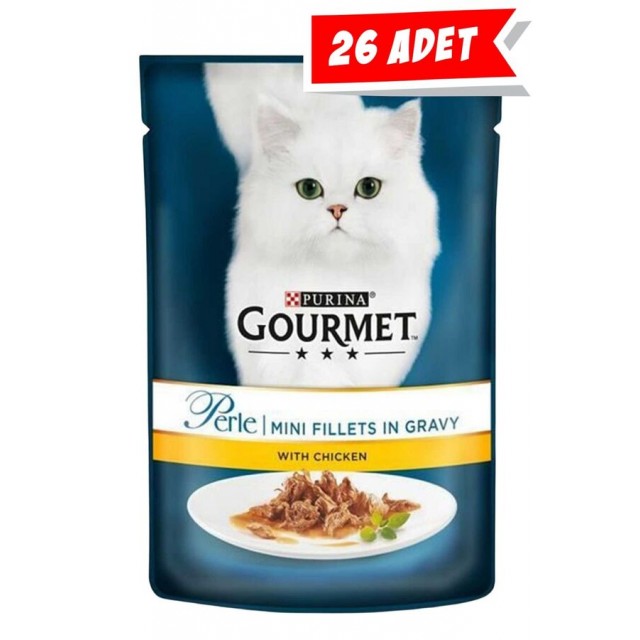 Gourmet Perle Parça Etli Izgara Tavuklu Yetişkin Kedi Konservesi 26x85gr 26lı