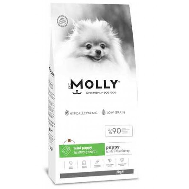 Molly Kuzulu ve Yabanmersinli Mini Irk Yavru Köpek Maması 2kg