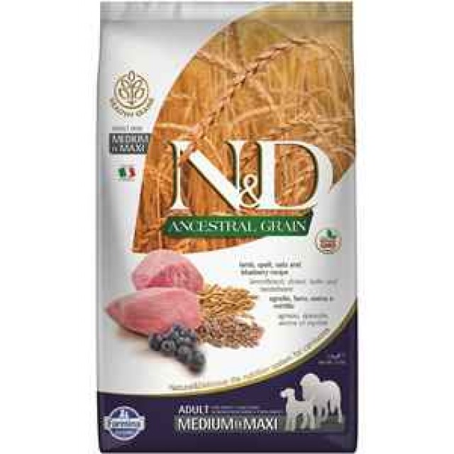 ND Ancestral Grain Düşük Tahıllı Kuzu Eli ve Yaban Mersinli Orta ve Büyük Irk Yetişkin Köpek Maması 2,5kg
