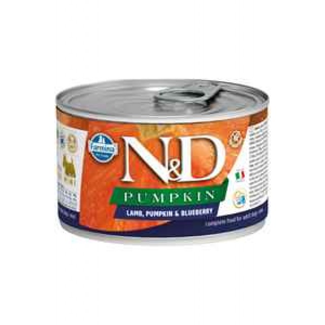 ND Pumpkin Tahılsız Kuzu Eti Balkabağı ve Yaban Mersinli Yetişkin Yetişkin Köpek Konservesi 140gr