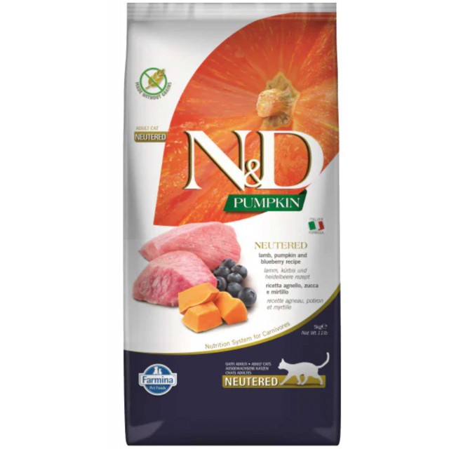 ND Pumpkin Tahılsız Kuzu Eti ve Yaban Mersinli Kısırlaştırılmış Kedi Maması 5kg