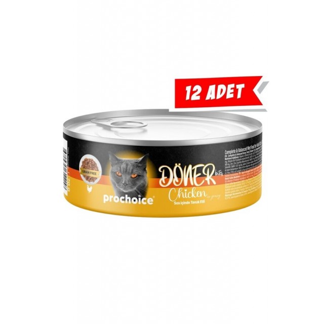 Prochoice Döner Sos İçinde Tavuk Etli Tam ve Dengeli Yetişkin Kedi Konservesi 12x70gr 12'li