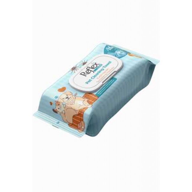 Reflex Care Alaçatı Ice Kokulu Kedi ve Köpekler İçin Çok Amaçlı Hijyenik Temizleme Mendili 50li