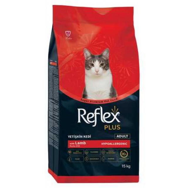 Reflex Plus Kuzu Eti ve Pirinçli Yetişkin Kedi Maması 15kg