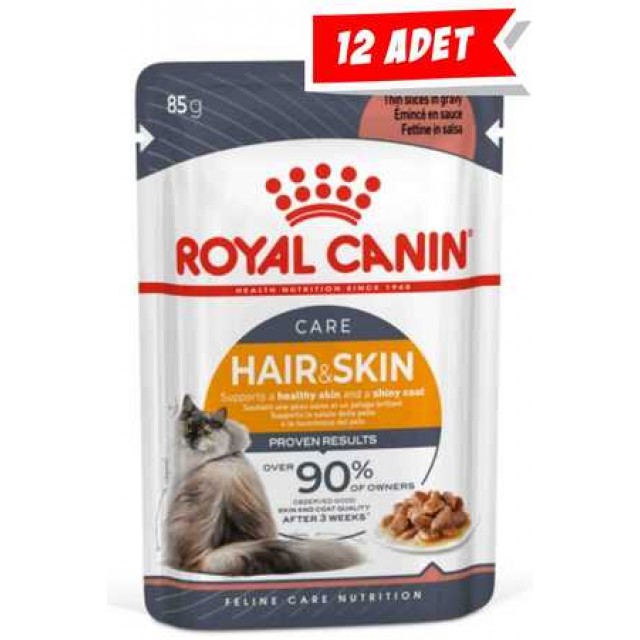 Royal Canin Hair&Skin Gravy Kedi Konservesi 12x85gr 12li