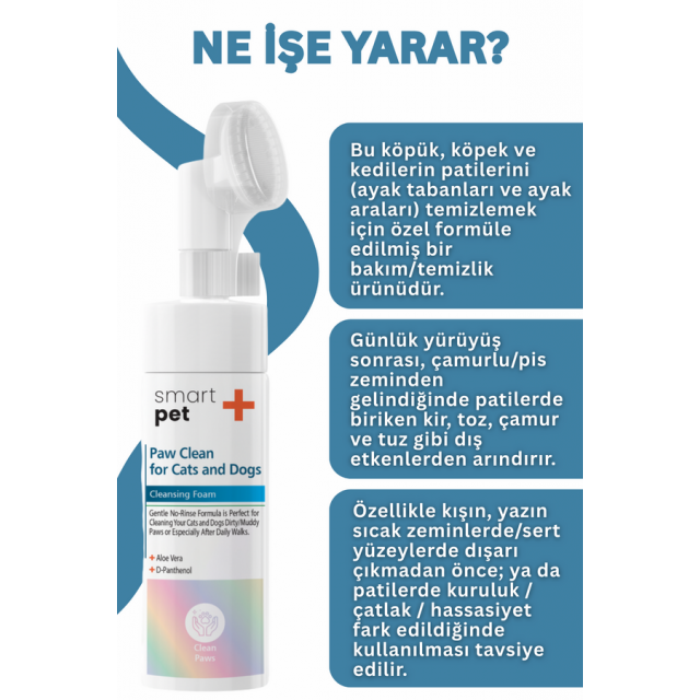 SmartPet + Kedi ve Köpekler İçin Pati Temizleme Köpüğü 150ml