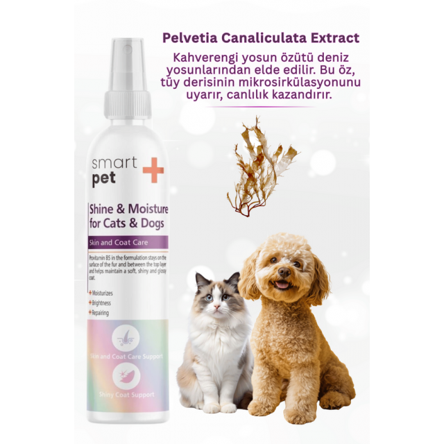 SmartPet + Shine & Moisture Kedi ve Köpekler için Tüy Parlatıcı Sprey 100ml