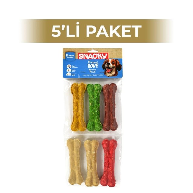 Snacky Munchy Köpek Press Kemik 11,5 cm 6'lı 5 Paket