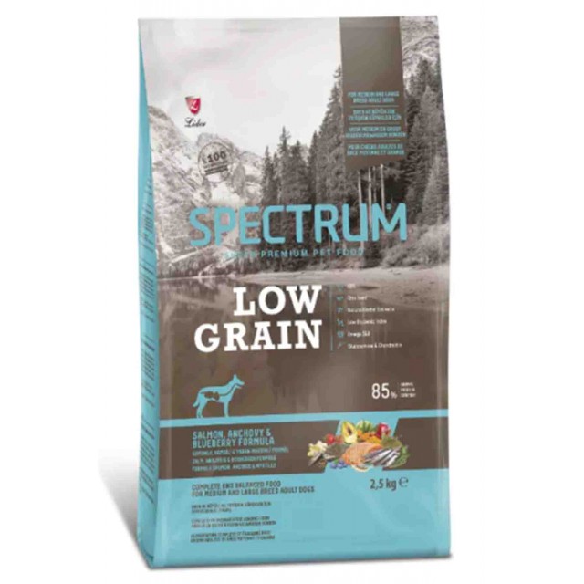 Spectrum Düşük Tahıllı Somonlu Hamsili Yaban Mersinli Orta ve Büyük Irk Yetişkin Köpek Maması 2,5kg