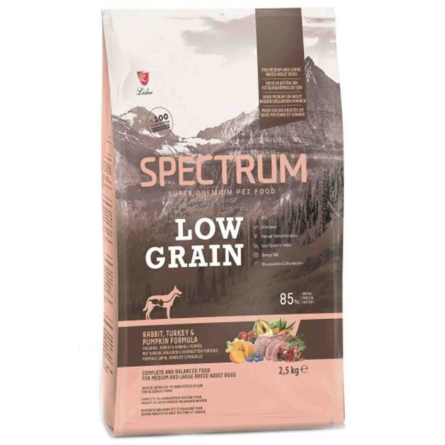 Spectrum Düşük Tahıllı Tavşanlı Hindili ve Bal Kabaklı Orta ve Büyük Irk Yetişkin Köpek Maması 2,5kg