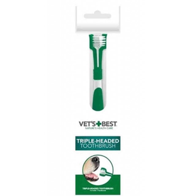 Vets Best Köpekler için Üç Başlı Diş Fırçası 17,5cm