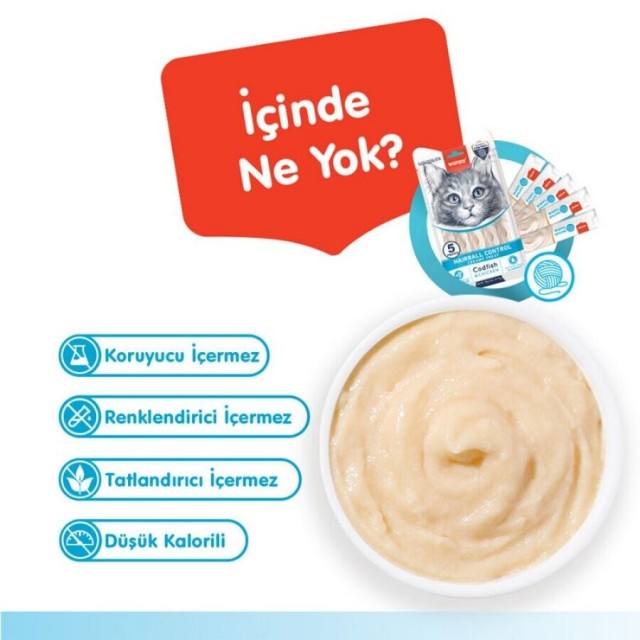 Wanpy Hairball Control Morina Balığı ve Tavuklu Krema Kedi Ödülü 5x14gr