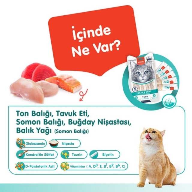 Wanpy Skin&Coat Ton Balığı ve Somonlu Krema Kedi Ödülü 5x14gr