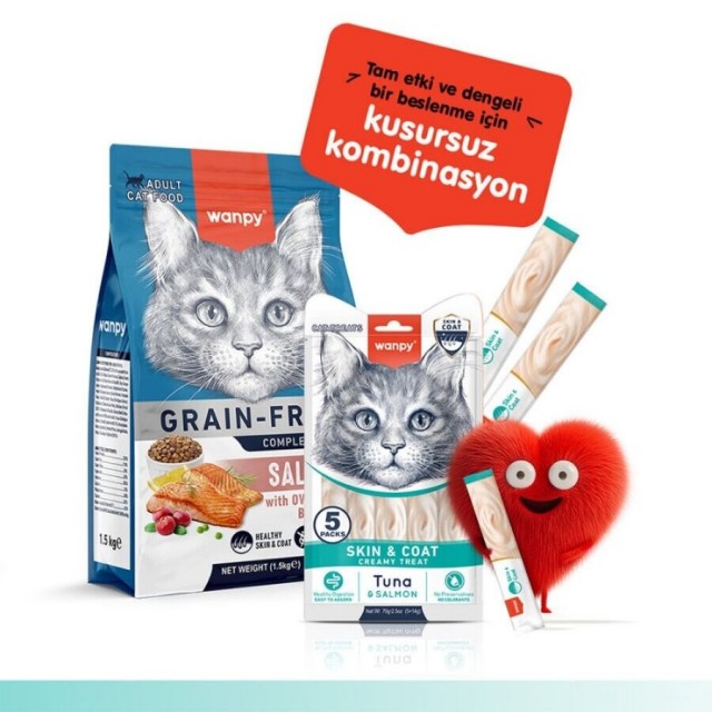 Wanpy Skin&Coat Ton Balığı ve Somonlu Krema Kedi Ödülü 5x14gr