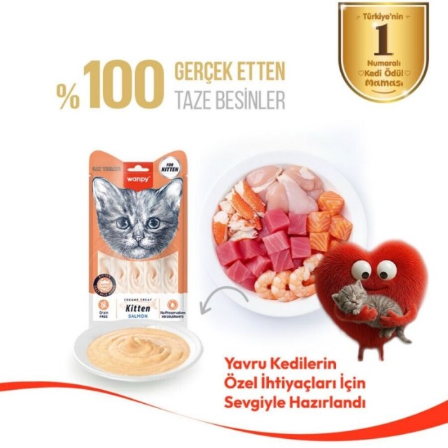 Wanpy Somonlu Yavru Kedi Krema Ödülü 5×14gr