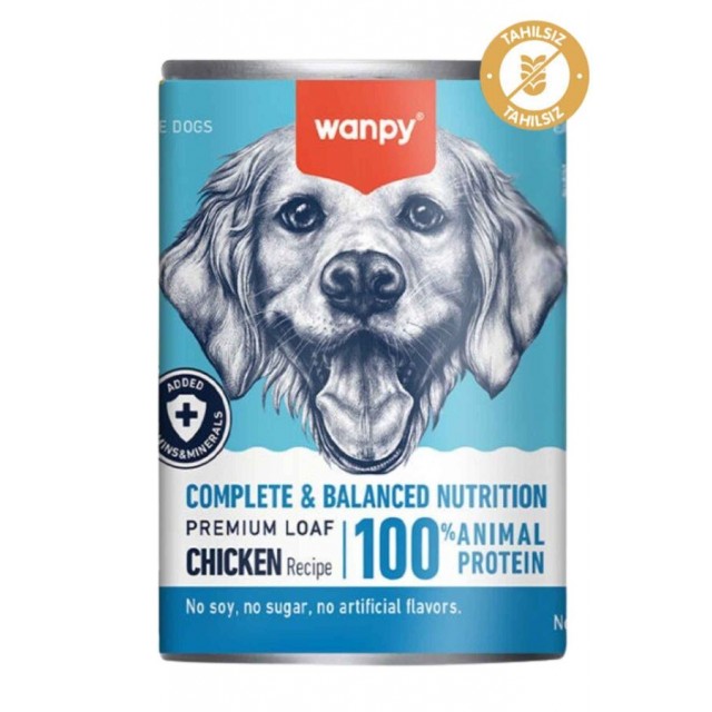 Wanpy Tahılsız Gerçek Etli Tavuklu Yetişkin Köpek Konservesi 375gr