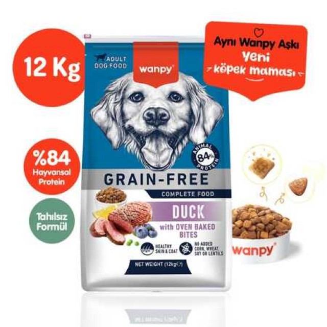 Wanpy Tahılsız Ördekli Yetişkin Köpek Maması 12kg