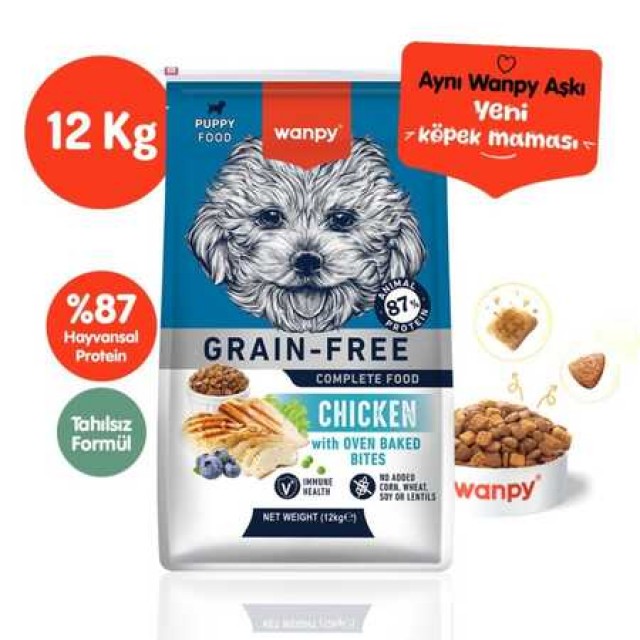 Wanpy Tahılsız Tavuklu Yavru Köpek Maması 12kg
