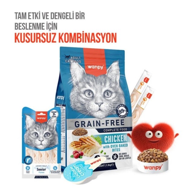 Wanpy Ton Balıklı 7+ Yaş Kedi Krema Ödülü 5×14gr