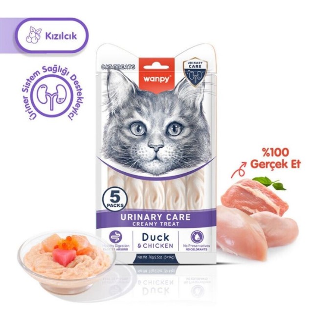 Wanpy Urinary Care Ördekli ve Tavuklu Krema Kedi Ödülü 5x14gr