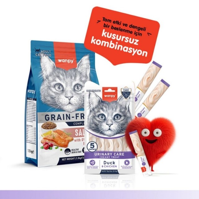 Wanpy Urinary Care Ördekli ve Tavuklu Krema Kedi Ödülü 5x14gr